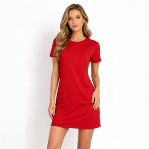 Zara Trafaluc Red Faux Suede Shift Dress Romantic Chic Valentine Zip Back S